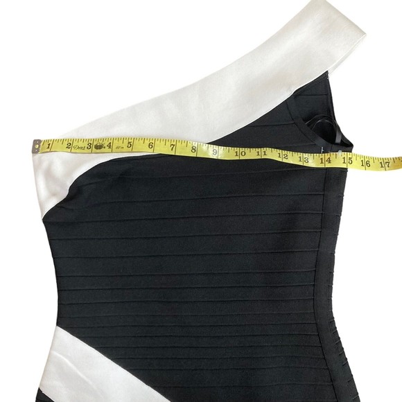 Dress the Population Size Small One Shoulder Black White Bodycon Mini Dress NWOT - Picture 5 of 8